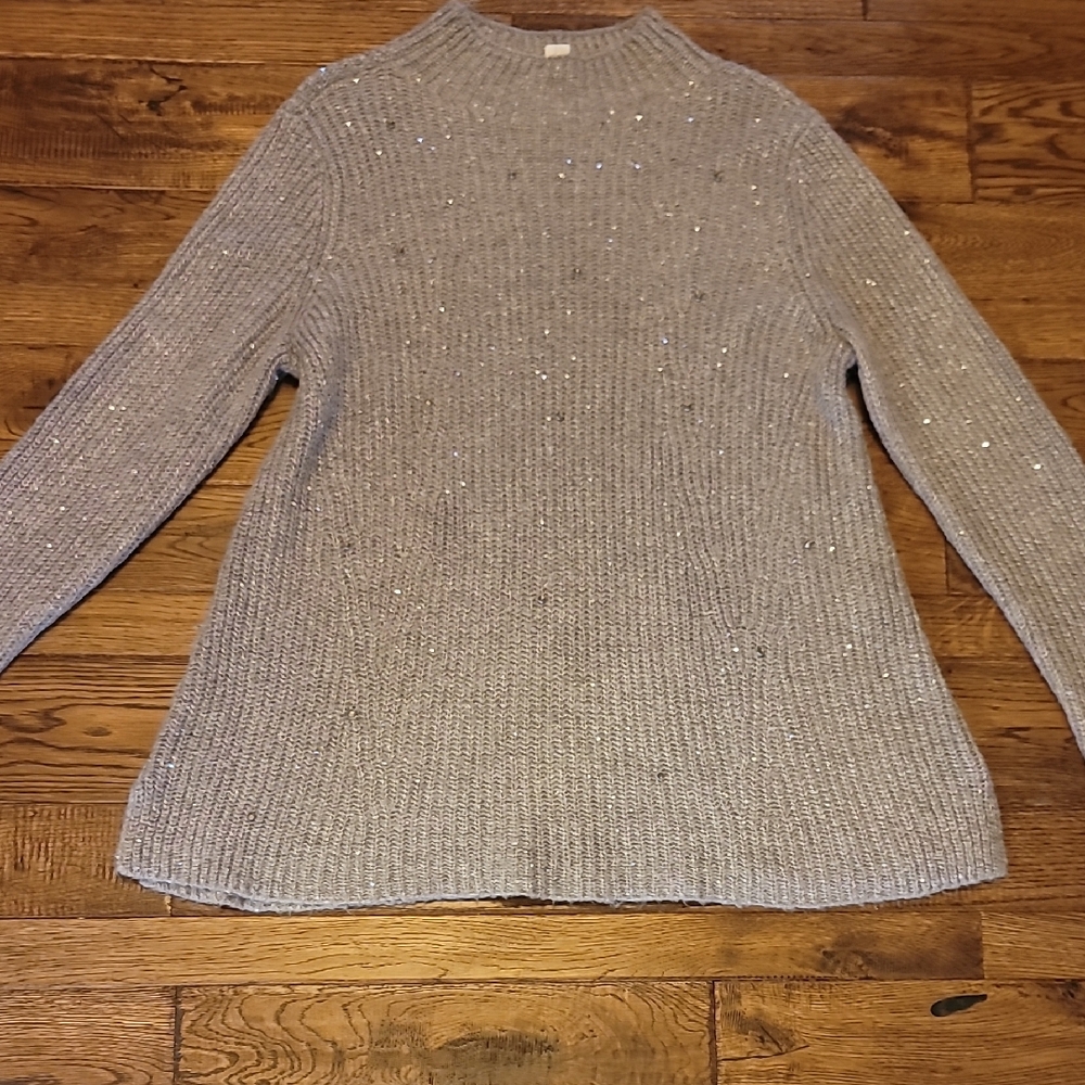 Chico's Shimmering Gray Turtleneck Sweater